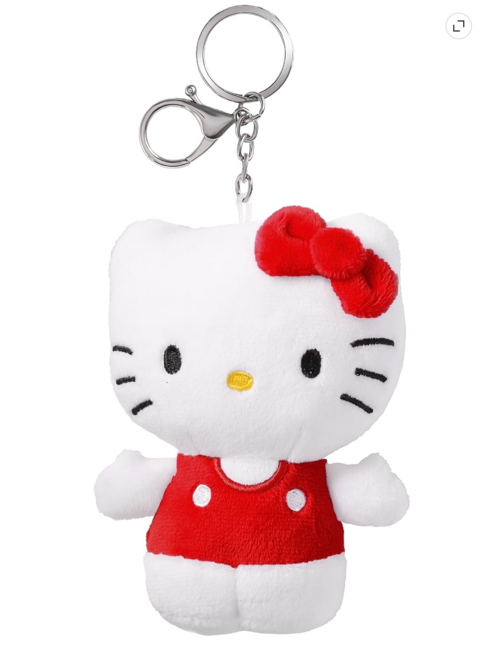 Hello Kitty White and Red Plush Keychain with Bow